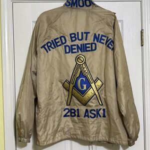 Vtg RARE Lined Windbreaker Jacket XL USA LARGE PATCHES Front Back "J-SMOOTH"‎